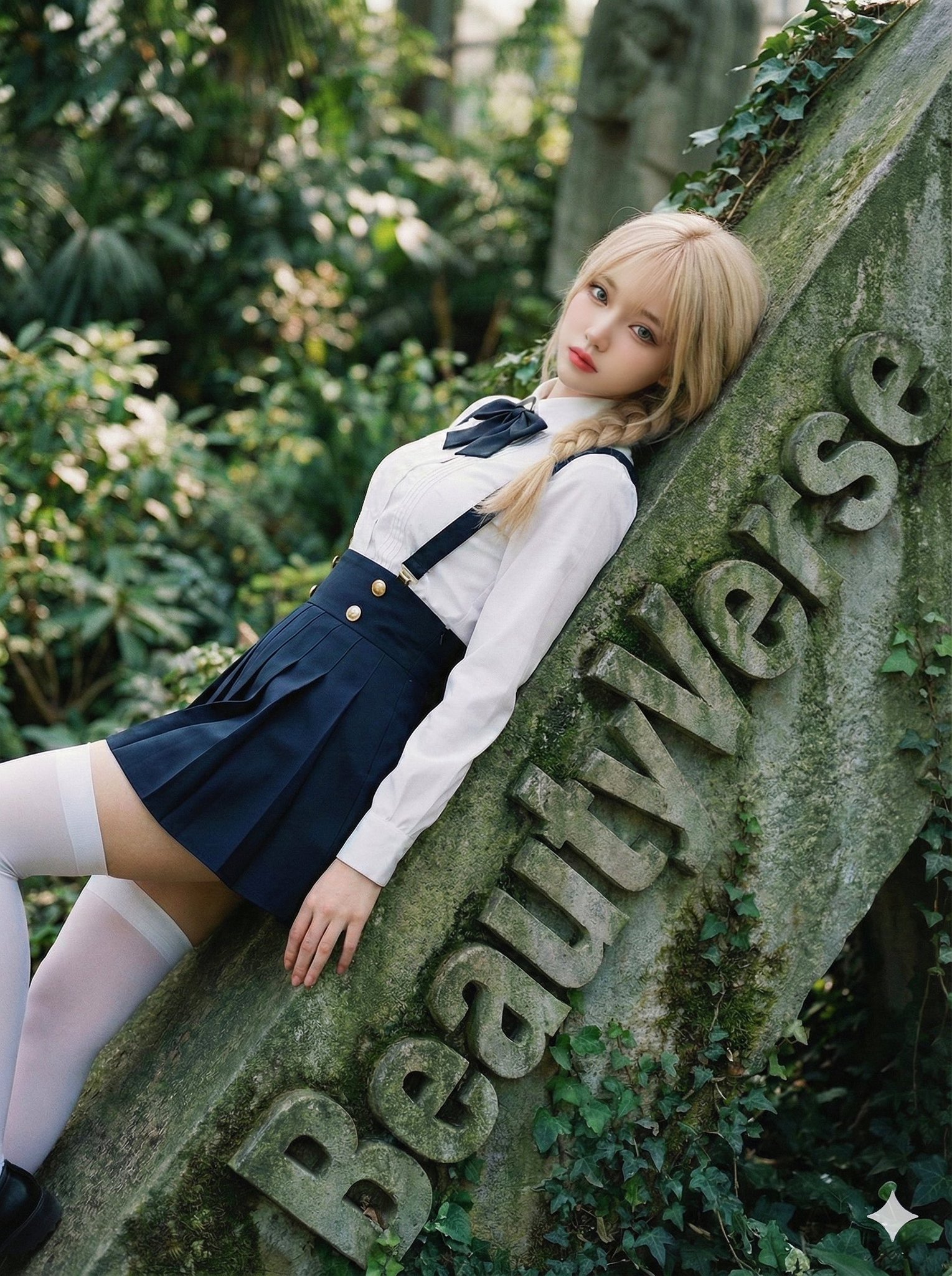 AI generated blonde girl in school uniform
